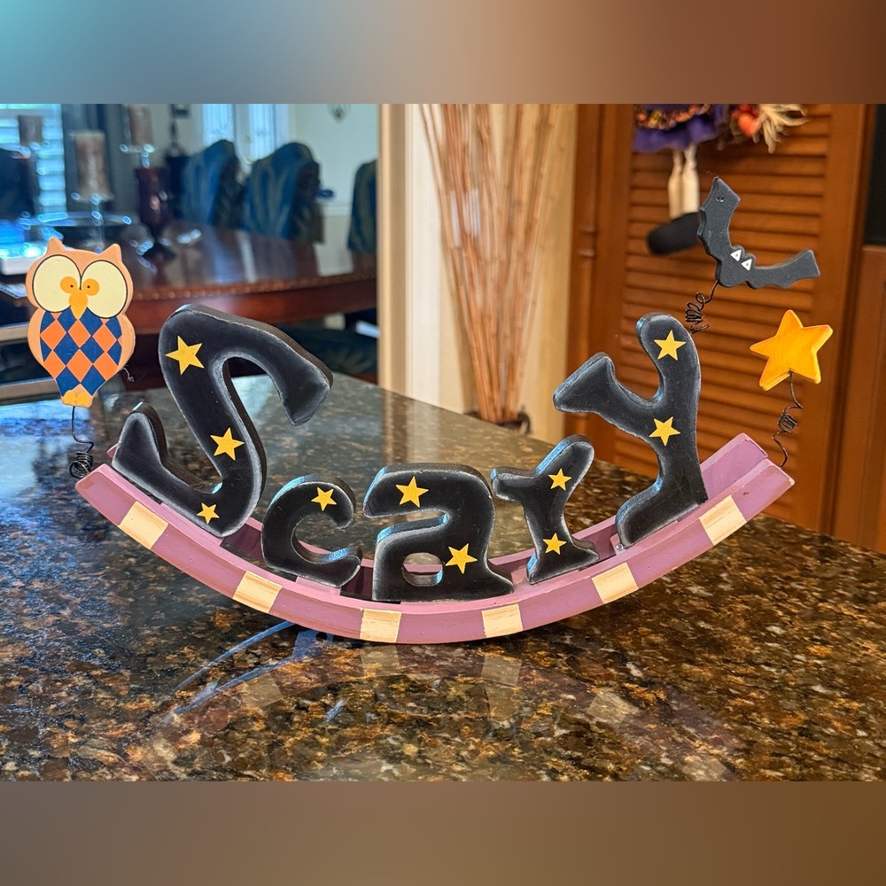 Vintage Halloween 'Scary' Decorative Wood Sign